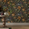 Superfresco Easy Gardenia Wallpaper Charcoal close view picture on the wall
