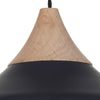 Gaucho 1 Light Pendant Black close view pictyure of the wooden detal