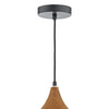 Gaucho 1 Light Pendant Black Large close view picture of the fitting plae and wooden pat of the shade