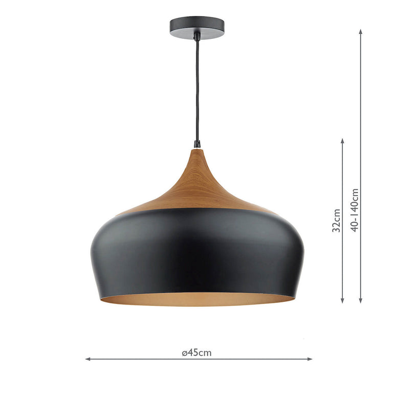 Gaucho 1 Light Pendant Black Large - Industrial Ceiling Lighting Collection