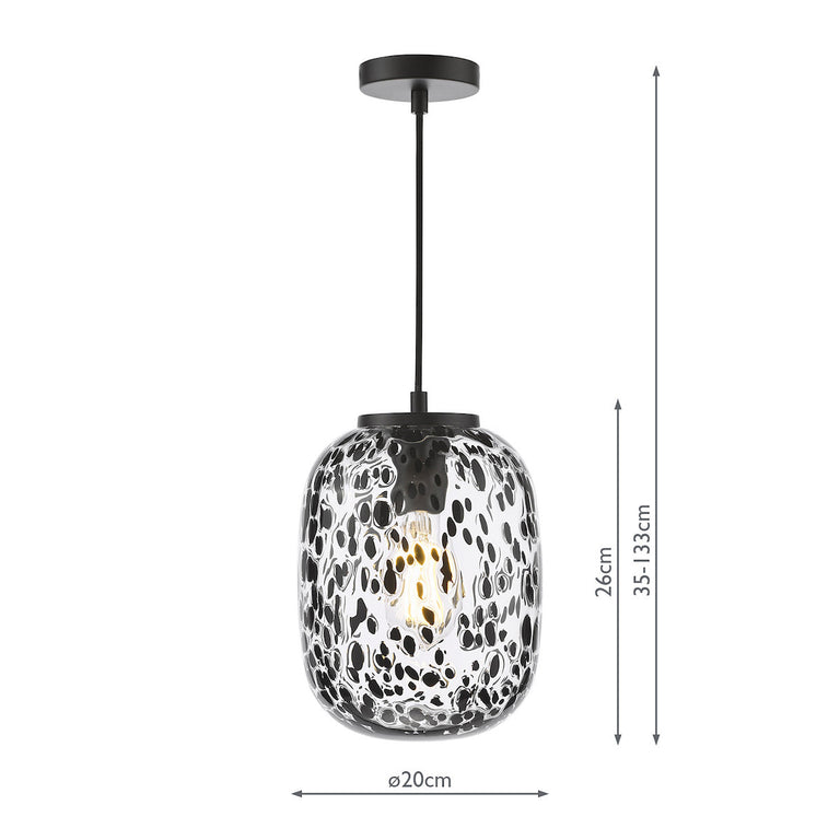 Gethin Pendant Matt Black/Confetti Glass - Stylish Lighting Collection