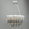 Giovana 5 Light Pendant Polished Chrome/Smoked Glass picture on the grey background with switched on light