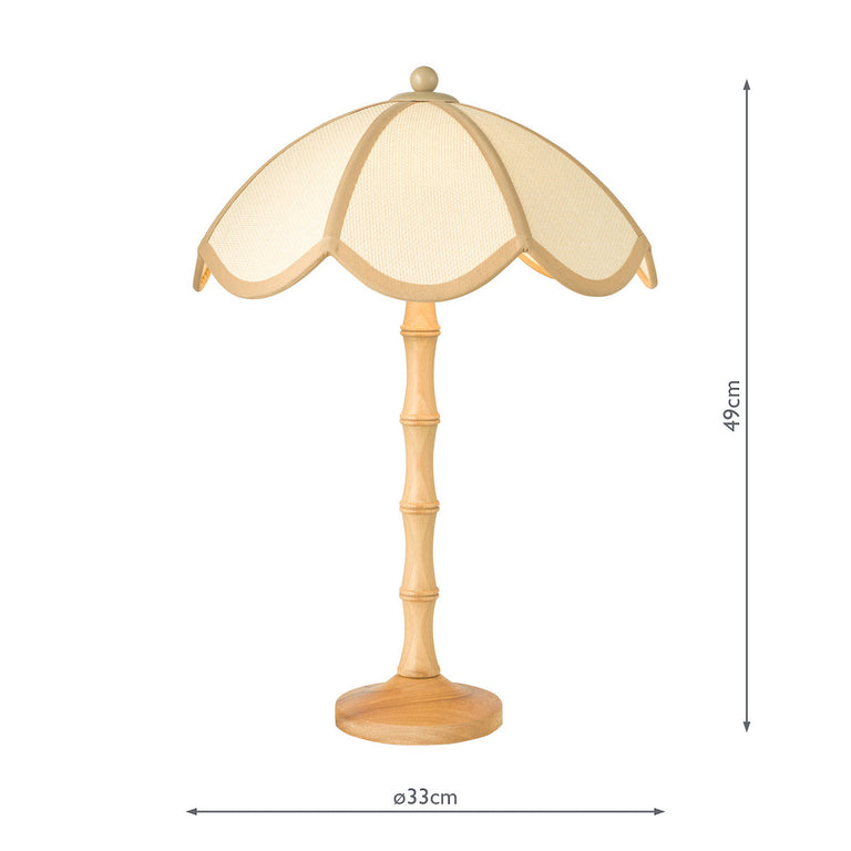 Giuliana 2 Light Table Lamp Wood with Rattan Shade – Natural Retro Table Light