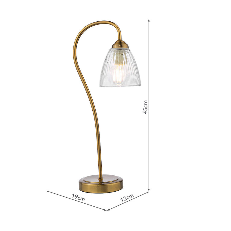 Glynis Table Lamp Antique Bronze/Ribbed Glass - Home Decor Lighting