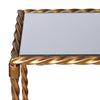 Golden Twist Console close view picture of the mirrored top and golden frame