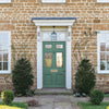 Premium wall paint with deep green and blue pigments

