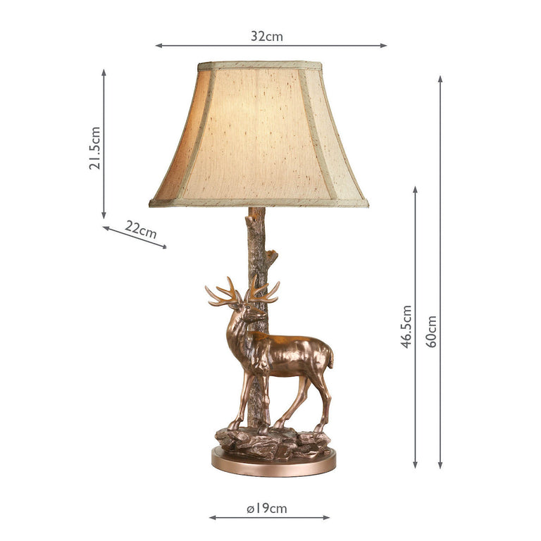 Gulliver Deer Table Lamp in Aged Brass - Lamp for Table Home Decor