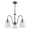 Hadano 3 Light Pendant Antique Chrome and Ribbed Glass picture on the white background