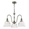 Hadano 3 Light Pendant Antique Chrome and Glass tulip shades
