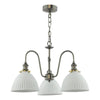 Hadano 3 Light Pendant Antique Chrome and White Ceramic 3 light ceiling light