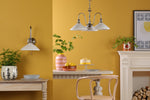 Hadano 3 Light Pendant Antique Chrome and White Ribbed Ceramic suits well to any room