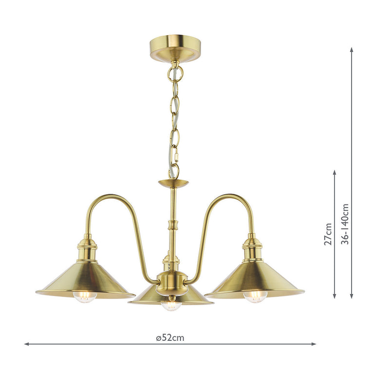 Hadano 3 Light Pendant Natural Brass - Elegant Ceiling Light