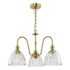 Hadano 3 Light Pendant Natural Brass and Glass with a clear glass tulip shades