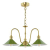 Hadano 3 Light Pendant Natural Brass and Matt Green picture of the light design