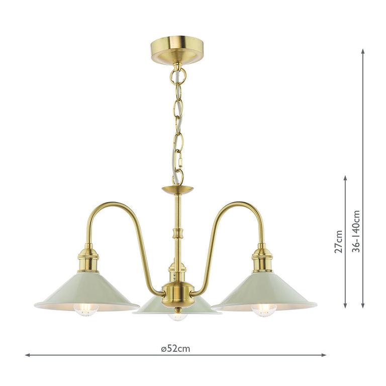 Hadano 3 Light Pendant Natural Brass & Taupe - Ceiling Light