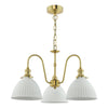 Hadano 3 Light Pendant Natural Brass and White Ceramic with white ceramic shades