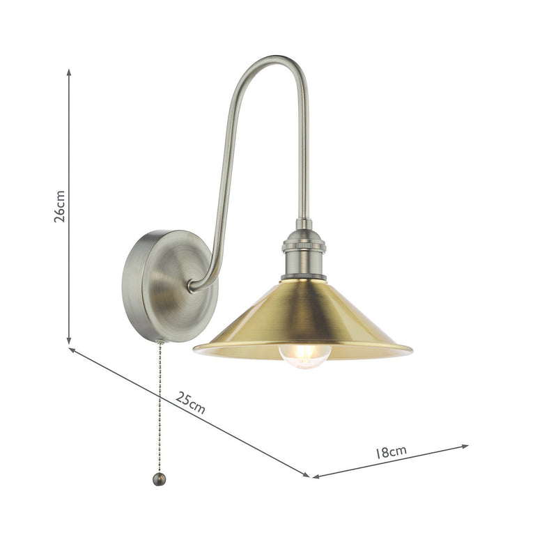 Hadano Wall Light Antique Chrome & Aged Brass - Elegant Lighting Accent