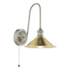 Hadano Wall Light Antique Chrome and Aged Brass with a ball-and-chain pull cord switch