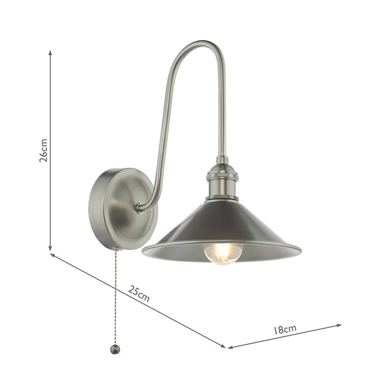 Hadano Wall Light in Antique Chrome & Pewter - Wall Lamp Collection