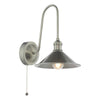 Hadano Wall Light Antique Chrome and Antique Pewter picture with turned on light