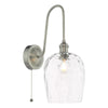 Hadano Wall Light Antique Chrome and Glass with a ball-and-chain pull cord switch