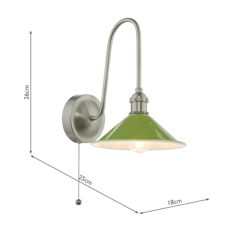 Hadano Wall Light Antique Chrome & Green - Wall Lighting Collection