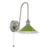 Hadano Wall Light Antique Chrome and Matt Green with a ball-and-chain pull cord switch