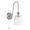 Hadano Wall Light Antique Chrome and Ribbed Glass picture on the white background