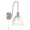 Hadano Wall Light Antique Chrome and Scalloped Bell Glass with a ball-and-chain pull cord switch
