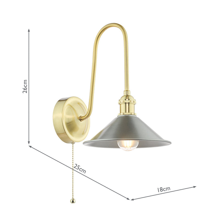 Hadano Wall Light Natural Brass & Pewter - Wall Lighting Accents