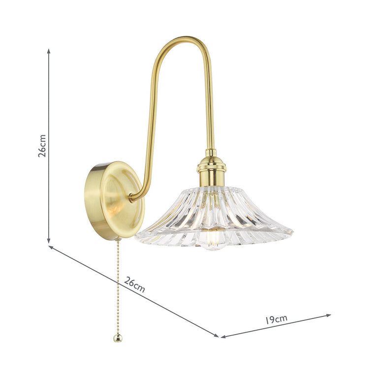 Hadano Wall Light Natural Brass & Flared Glass – Elegant Wall Lamp