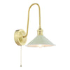 Hadano Wall Light Natural Brass and Matt Taupe picture with turned on light