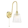 Hadano Wall Light Natural Brass and Ribbed Glass picture on the white background