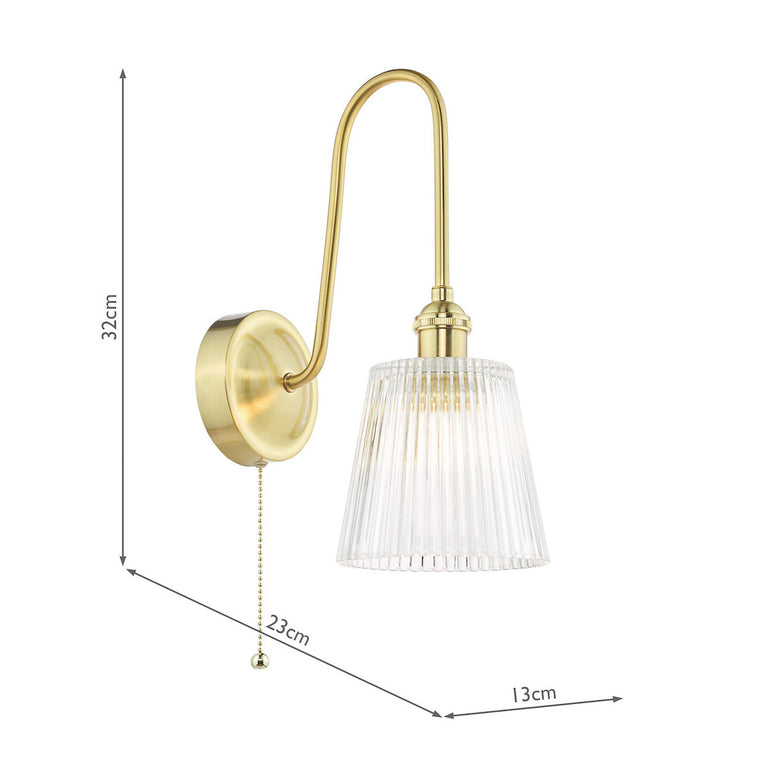 Hadano Wall Light Natural Brass & Ribbed Glass - Lighting Collection