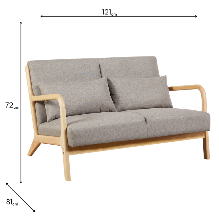 Hadley 2 Seater Sofa Linen Stone - Scandinavian Living Room Furniture