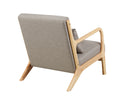 Hadley Accent Chair Linen Stone with a wood frame in natural oak hue