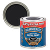 Hammerite Metal Paint Smooth Black photo on the white background with displayed color finish