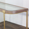 Hannah Console Table 120 cm close view picture of the perfect mix of glass and wood top and gold metal frame