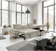 Hannah Corner Sofa Bed RHF Cream picture of the sofa reclined to bed