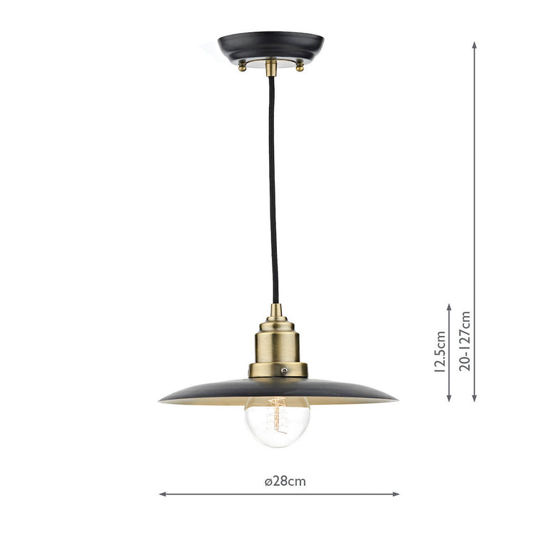 Hannover 1 Light Pendant Black Antique Brass - Pendant Ceiling Light