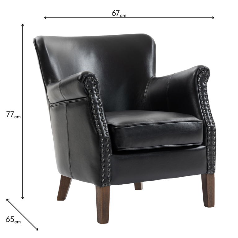 Harlow Armchair Black - PU Leather Occasional Chair for Living Room