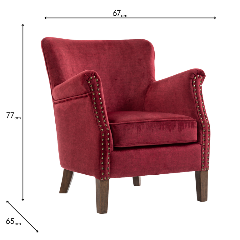 Harlow Armchair Bordeaux - Velvet Living Room Armchair