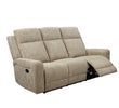 Harper 3 Seater Sofa Recliner Beige picture on the white background with reclined seat