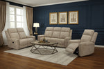Harper 1 Seater Recliner Chair Beige life style picture with 3 and 2 seater sofas