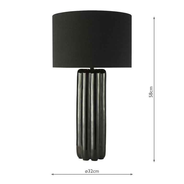 Hebron Ceramic Table Lamp Black with Linen Drum Shade – Contemporary Table Lamp for Home Décor & Lighting Collection