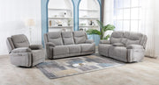 Herbert 2 Seater Sofa Electric Recliner With Console Light Grey life style photo with Armchair and 3-seater sofa