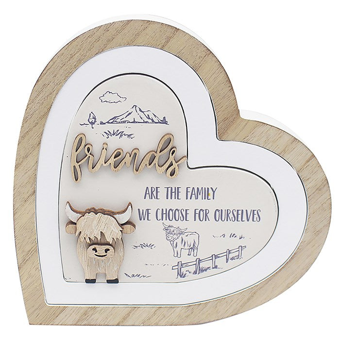 Highland Cow Heart Plaque Friends