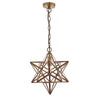 Ilario Large Star Pendant Light Antique Brass Glass picture on the white background