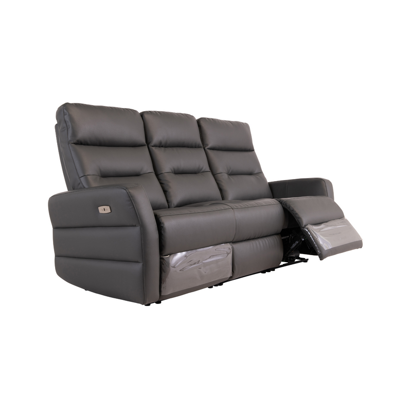 Irida 3 Seater Leather Sofa Electric Recliner Charcoal