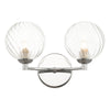 Izzy 2 Light Wall Light Polished Chrome/Twisted Glass picture with switched on light